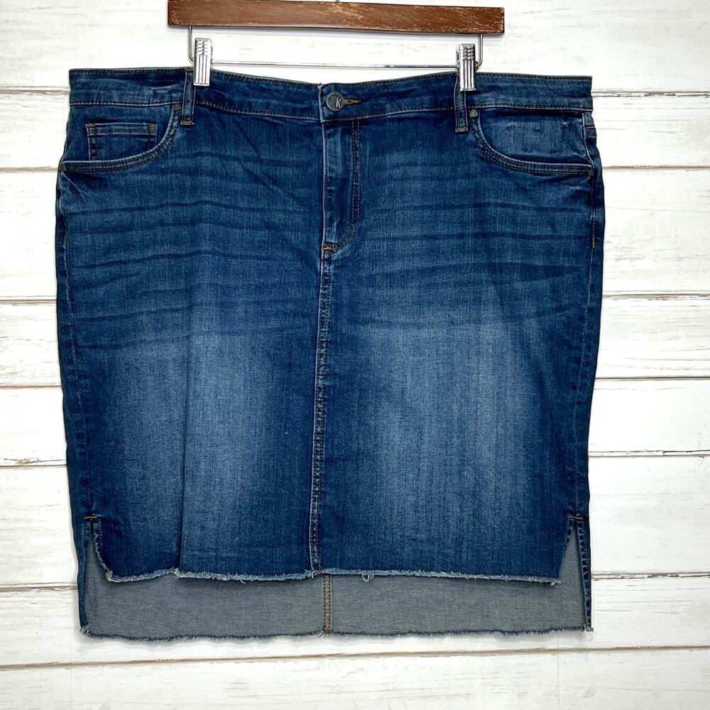 Kut From The Kloth Connie High Low Denim Skirt Plus Size 20W